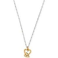 Chlobo Gold And Silver Delicate Cube Chain Interlocking Heart Necklace