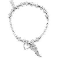 Chlobo Pattern Noodle Disc Heart And Angel Wing Bracelet