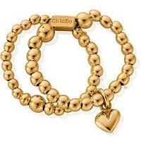Chlobo Gold Mini Puffed Heart Double Ring Medium