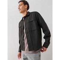 The Very Collection Pocket Front Boxy Overshirt - Black