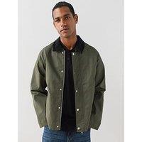 The Very Collection Cord Collar Wax Jacket - Khaki