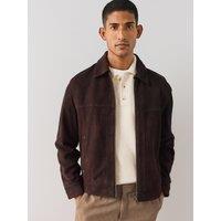 The Very Collection Mens Suede Zip Through Collared Jacket - Brown