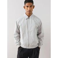 The Very Collection Mens Harrington Zip Through Collared Jacket - Light Grey