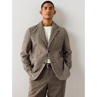 The Very Collection Wool Blend Herringbone Blazer - Brown