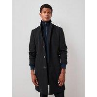 The Very Collection Mens Notch Collar Button-Through Overcoat - Black