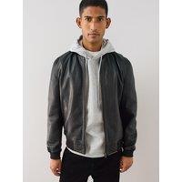 The Very Collection Leather Bomber Jacket - Black