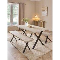 The Very Collection Kaia Chevron 160Cm Dining Bench Set With Black Legs