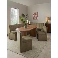 The Very Collection Sander Corner Storage Bench With Carina 200 Cm Dining & Table And 2 Sander Chairs - Moss Green/Mid Oak - Fsc Certified