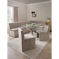 The Very Collection Sander Corner Storage Booth With Chopstick 160Cm Chrome Rectangular Dining Table And 2 Sander Chairs - Grey/Chrome - Fsc Certified