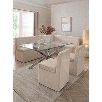 The Very Collection Sander Corner Storage Booth With Chopstick 160Cm Chrome Rectangular Corner Bench & 2 Sander Chairs - Beige - Fsc Certified