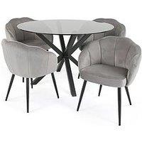 Very Home Chopstick 120Cm Round Dining Table & 4 Angel Velvet Chairs