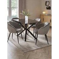 Very Home Chopstick 130Cm Rectangular Dining Table & 4 Angel Velvet Chairs
