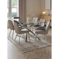 The Very Collection Chopstick Chrome 160Cm Rectangular Dining Table & 6 Alisha Grey/Chrome Chairs