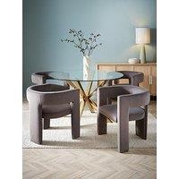 The Very Collection Chopstick 120Cm Brass Dining Table & 4 Nell Grey Dining Chairs