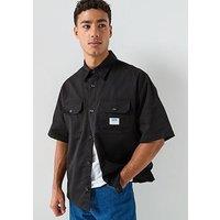 Hugo Blue Ekyno Oversized Fit Short Sleeve Shirt - Black