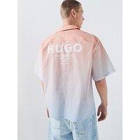 Hugo Blue Eligino Ombre Relaxed Fit Short Sleeve Shirt - Orange