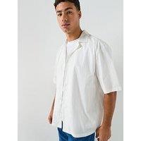 Hugo Blue Eligino Relaxed Fit Short Sleeve Shirt - White