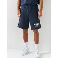 Hugo Nomario Loose Fit International Logo Sweat Shorts - Blue