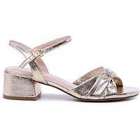 Paradox London Wide Fit Nirvani Buckle Strap Block Heel - Champagne