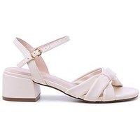 Paradox London Wide Fit Nirvani Buckle Strap Block Heel - Cream
