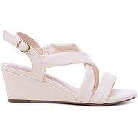 Paradox London Wide Fit Janis Crossover Wedge - Cream