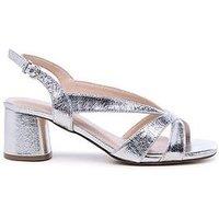 Paradox London Wide Fit Navina Buckle Ankle Strap Heel - Silver