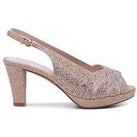 Paradox London Wide Fit Novella Crystal Heel - Champagne