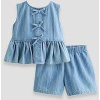 The Very Collection Girls Denim Short And Top Outfit - Blue