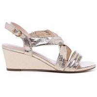 Paradox London Wide Fit Janis Cross Over Wedge - Champagne