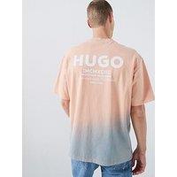 Hugo Blue Nalono Ombre International Logo T-Shirt - Orange