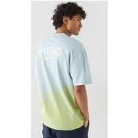 Hugo Nalono Ombre Loose Fit International Logo T-Shirt - Blue
