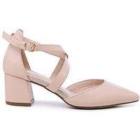 Paradox London Wide Fit Ffion Block Heel Court Shoe - Nude