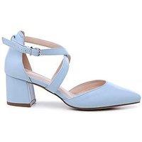 Paradox London Wide Fit Ffion Block Heel Court Shoe - Powder Blue