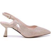 Paradox London Wide Fit Glamora Sparkle Court Heel - Champagne
