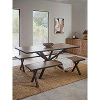 The Very Collection Oslo 180Cm Rectangular Dining Table & 2 Benches