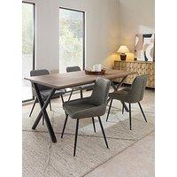 The Very Collection Harlem Mid Oak Dining Table + 4 Sorena Grey Dining Chairs