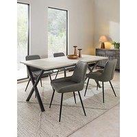 The Very Collection Harlem Grey Oak Dining Table + 4 Sorena Grey Dining Chairs
