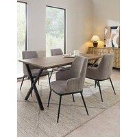 The Very Collection Harlem Mid Oak Dining Table & 4 Nina Light Grey Dining Chairs - Fsc Certified