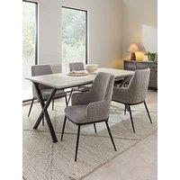 The Very Collection Harlem 180 Cm Grey Oak Dining Table + 4 Nina Light Grey Dining Chairs - Fsc Certified