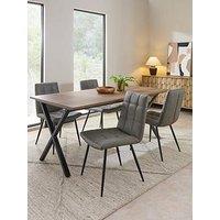 The Very Collection Harlem Mid Oak Dining Table + 4 Harlem Grey Dining Chairs - Fsc Certified
