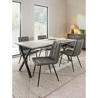 The Very Collection Harlem Grey Oak Dining Table + 4 Harlem Grey Dining Chairs - Fsc Certified