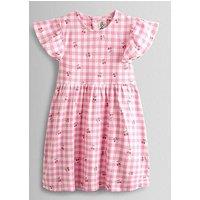 Jojo Maman Bebe Toddler Girls Cherry Gingham Printed Flutter Sleeve Dress - Pink