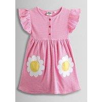 Jojo Maman Bebe Toddler Girls Daisy Applique Pockets Button Front Dress - Light Pink