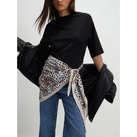 River Island Short Sleeve Scarf Mix T-Shirt - Black