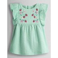 Jojo Maman Bebe Toddler Girls Strawberry Embroidery Peplum Top - Green