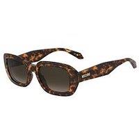 Moschino Round Thick Frame Sunglasses- Dark Havana