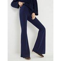 River Island Pull On Kick Flare Trousers - Navy