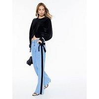 River Island Velvet Bow Relaxed Straight - Blue