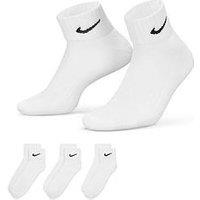 Nike Mens Training Cushioned Ankle Socks (3 Pack) - White/Black