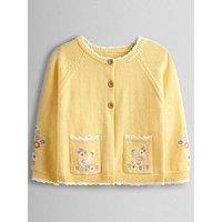 Jojo Maman Bebe Toddler Girls Duck Embroidered Scalloped Cardigan - Yellow